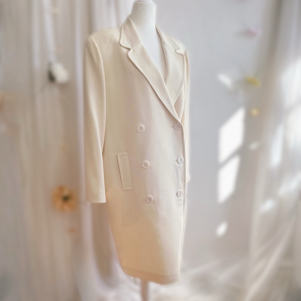 The Margaux Oversized Coat Dress, Size L, Ivory Similar to The Row